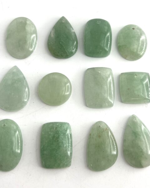 Green Aventurine Mixed Shape Top Drilled Cabochons Approx 20 - 25mm with 0.8mm Drill Hole 4 Piece Pack