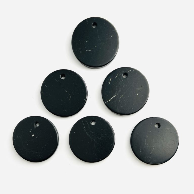 Shungite Round Drilled Pendant Approx 35 x 4mm - Image 2