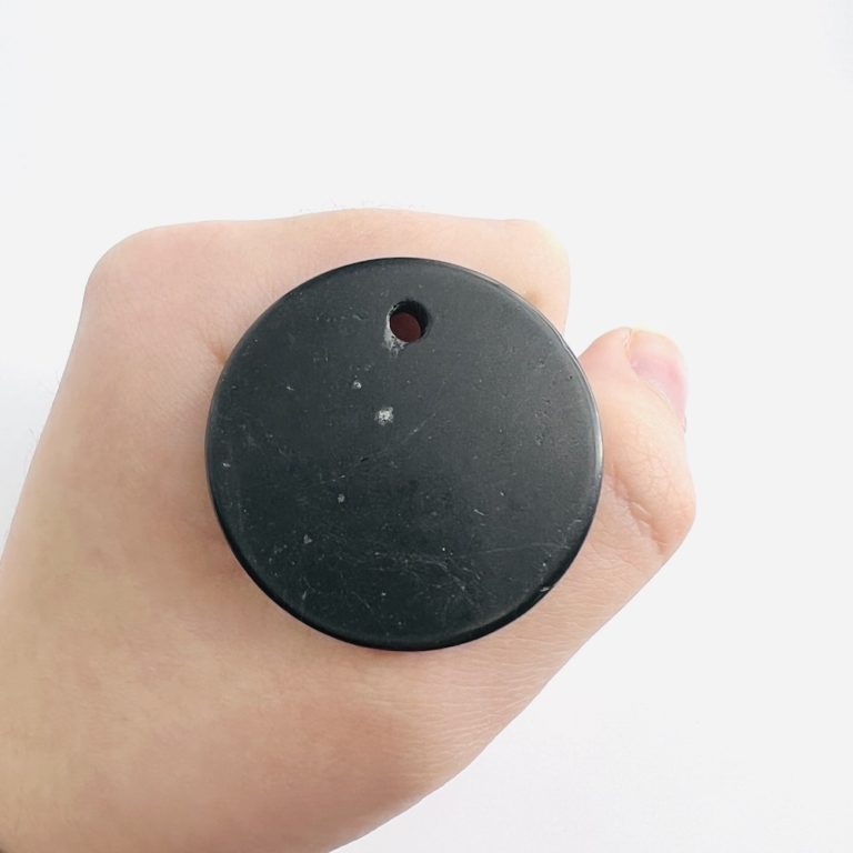 Shungite Round Drilled Pendant Approx 35 x 4mm - Image 4