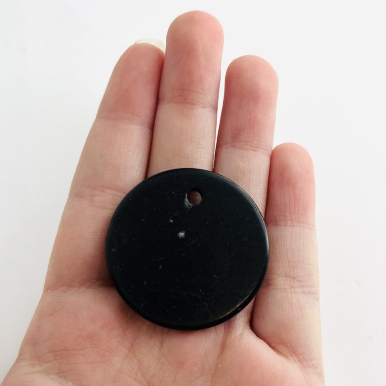 Shungite Round Drilled Pendant Approx 35 x 4mm - Image 5