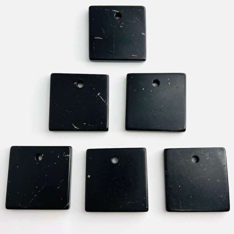 Shungite Square Drilled Pendant Approx 35 x 4mm with 4mm Drill Hole - Image 2