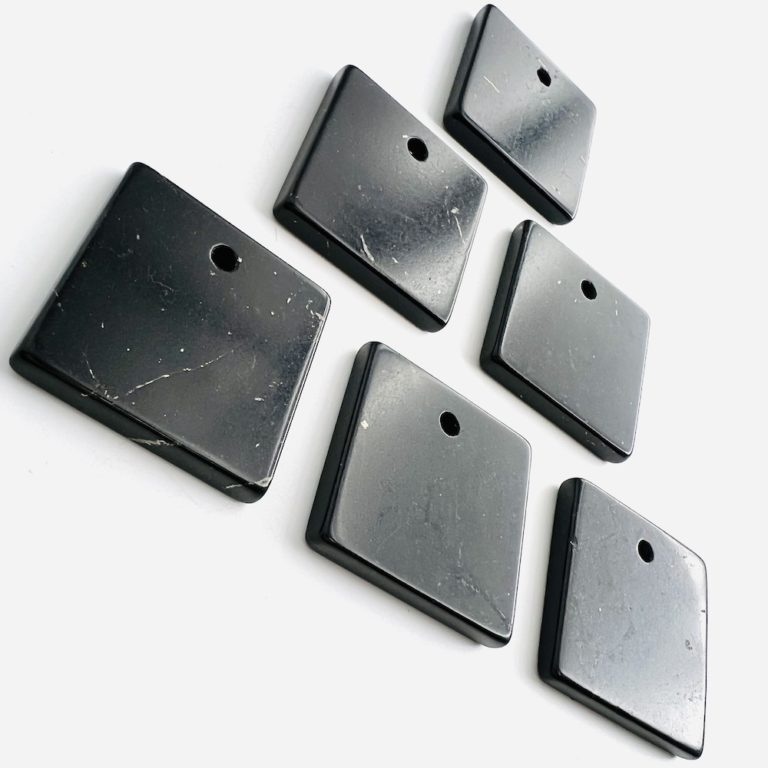 Shungite Square Drilled Pendant Approx 35 x 4mm with 4mm Drill Hole - Image 3