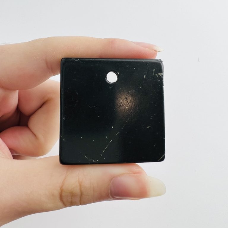 Shungite Square Drilled Pendant Approx 35 x 4mm with 4mm Drill Hole - Image 4