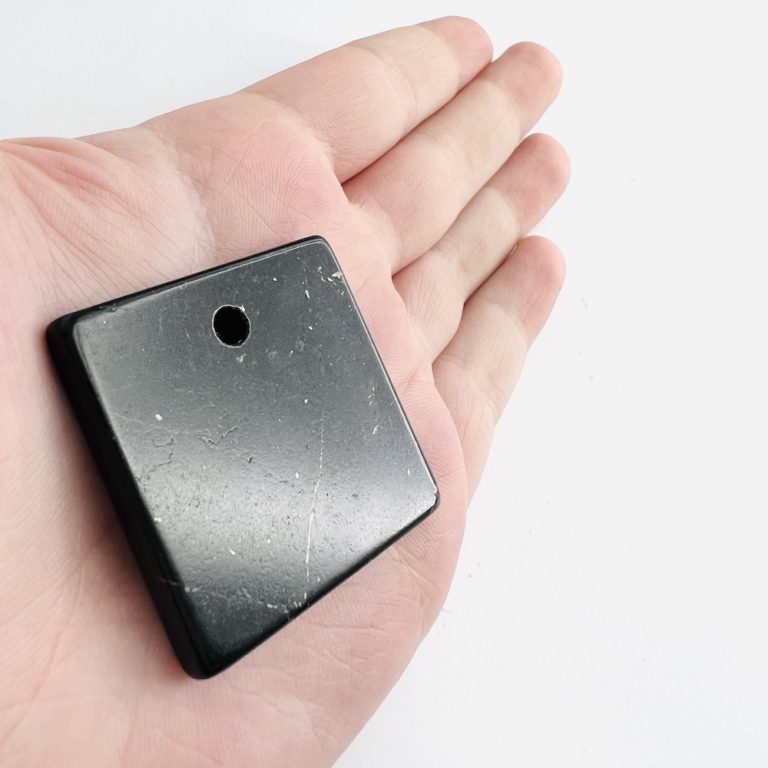Shungite Square Drilled Pendant Approx 35 x 4mm with 4mm Drill Hole - Image 5