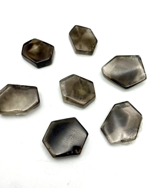 Smokey Quartz Hexagon Slices Approx 15 - 30mm 5 Piece Pack