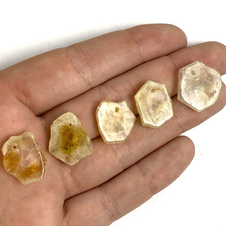 Citrine Drilled Hexagon Slices Approx 10-15mm 5 Piece Pack - Image 2