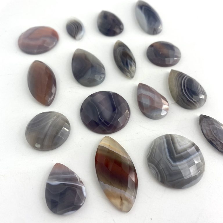 Botswana Agate Checker Cut Mixed Shape Cabochons Approx  20 - 25mm 3 Piece Pack - Image 4