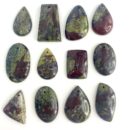 Dragon Blood Jasper Mixed Shape Top Drilled Cabochons Approx 20 - 30mm with 0.8mm Drill Hole 3 Piece Pack
