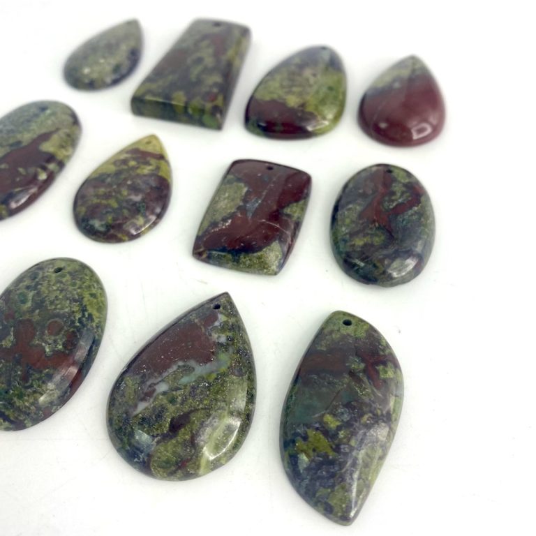 Dragon Blood Jasper Mixed Shape Top Drilled Cabochons Approx 20 - 30mm with 0.8mm Drill Hole 3 Piece Pack - Image 2
