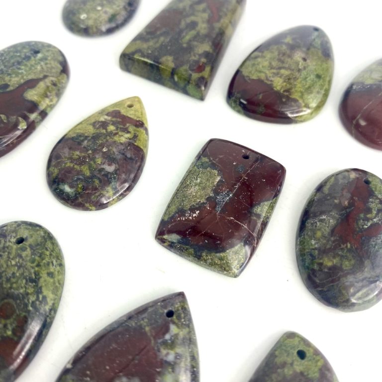 Dragon Blood Jasper Mixed Shape Top Drilled Cabochons Approx 20 - 30mm with 0.8mm Drill Hole 3 Piece Pack - Image 3