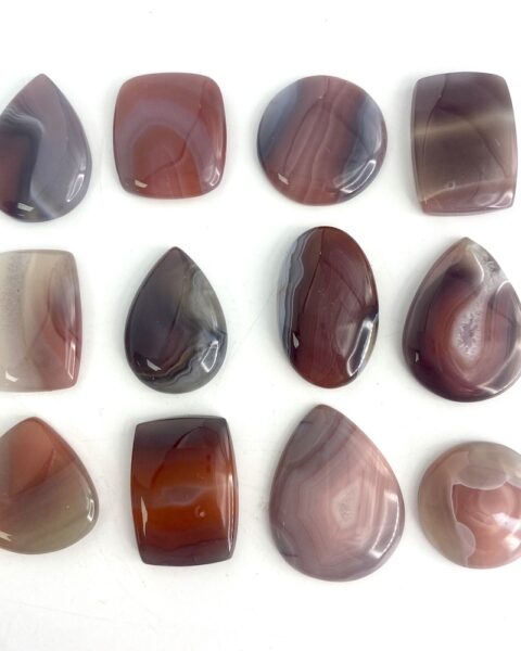 Botswana Agate Mixed Size & Shape Cabochons Approx 20 - 30mm 3 Piece Pack