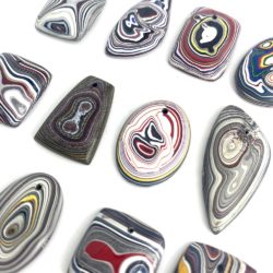 Fordite Mixed Shape Top Drilled Cabochons Approx 20 - 25mm with 0.8mm Drill Hole