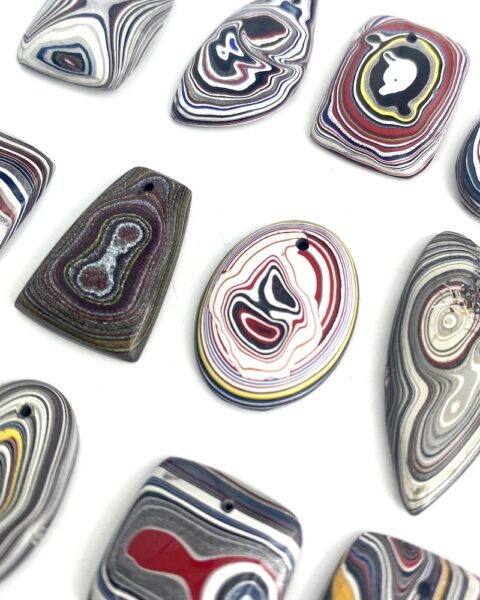 Fordite Mixed Shape Top Drilled Cabochons Approx 20 - 25mm with 0.8mm Drill Hole