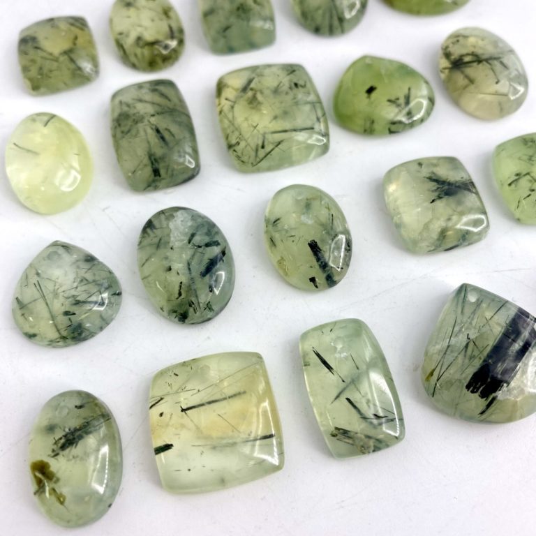 Prehnite Mixed Shape Top Drilled Cabochons Approx 15 - 25mm with 0.8mm Drill Hole 5 Piece Pack - Image 2