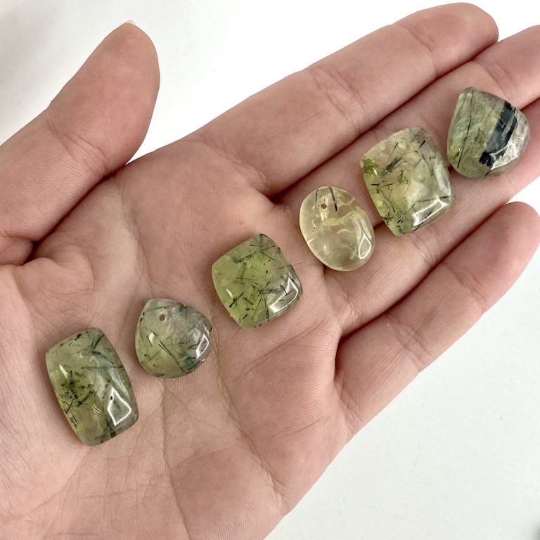 Prehnite Mixed Shape Top Drilled Cabochons Approx 15 - 25mm with 0.8mm Drill Hole 5 Piece Pack - Image 3