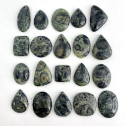 Kambaba Jasper Mixed Size & Shape Drilled Cabochons Approx 25 - 30mm with 0.8mm Drill Hole 5 Piece Pack