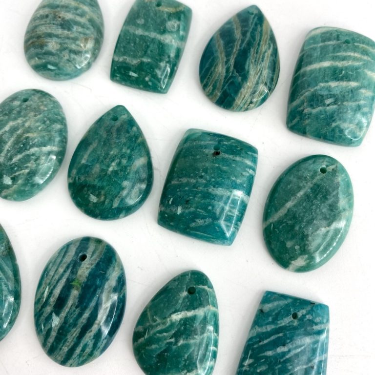 Graphical Amazonite Mixed Shape Top Drilled Cabochons Approx 20 - 25mm with 0.8mm Drill Hole 4 Piece Pack - Image 4