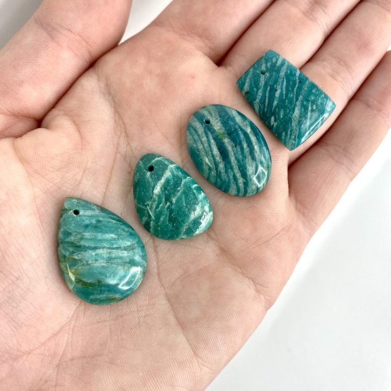 Graphical Amazonite Mixed Shape Top Drilled Cabochons Approx 20 - 25mm with 0.8mm Drill Hole 4 Piece Pack - Image 5