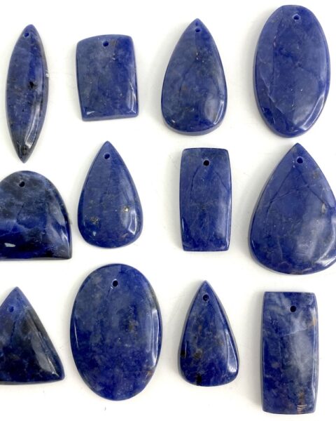 Sodalite Mixed Shape Top Drilled Cabochons Approx 20 - 30mm with 0.8mm Drill Hole 3 Piece Pack