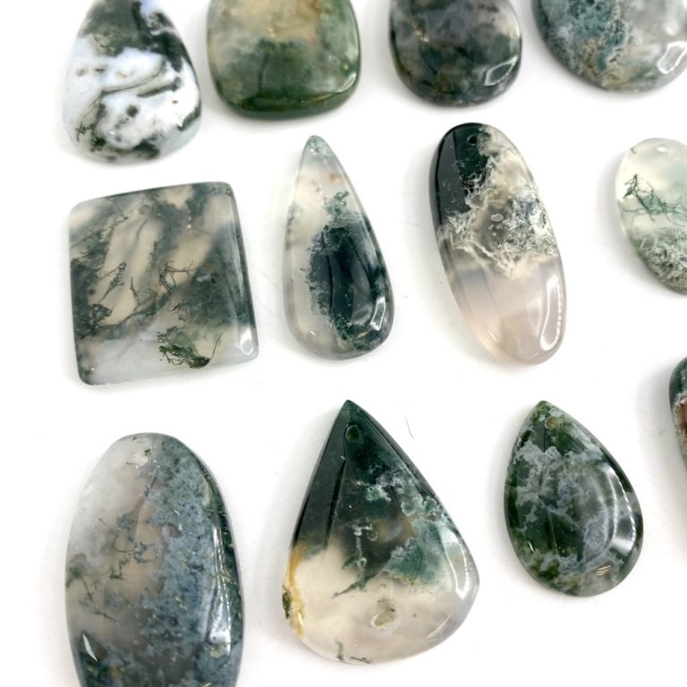 Tree Agate Mixed Shape Top Drilled Cabochons Approx 25 - 35mm with 0.8mm Drill Hole 3 Piece Pack - Image 2