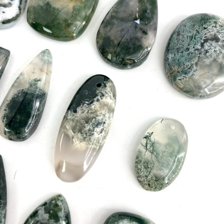 Tree Agate Mixed Shape Top Drilled Cabochons Approx 25 - 35mm with 0.8mm Drill Hole 3 Piece Pack - Image 3