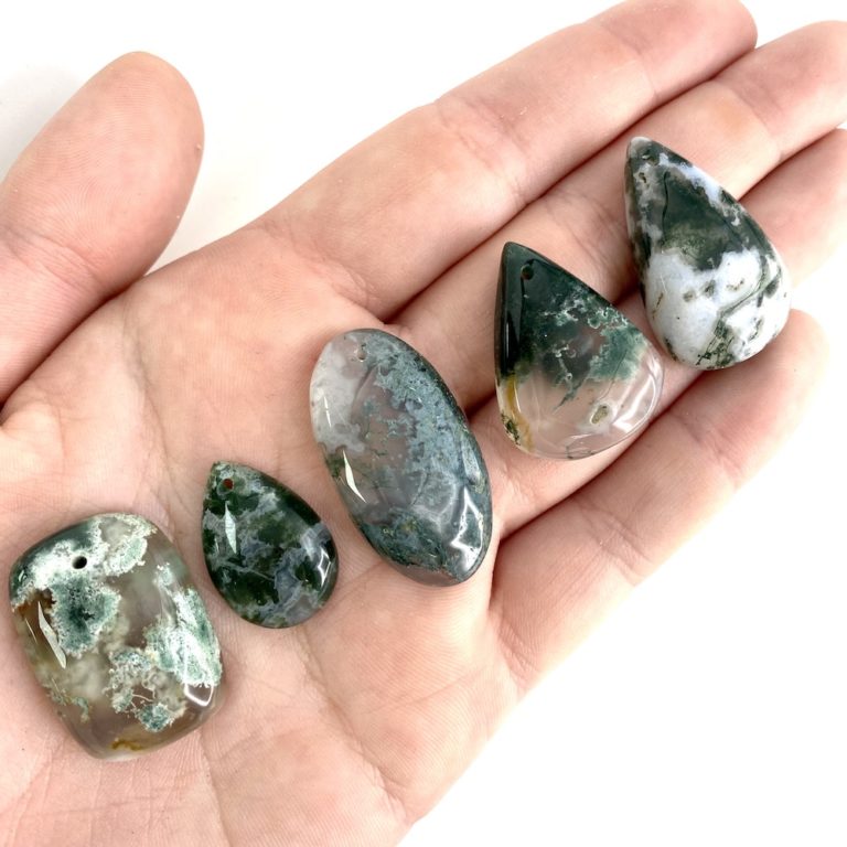 Tree Agate Mixed Shape Top Drilled Cabochons Approx 25 - 35mm with 0.8mm Drill Hole 3 Piece Pack - Image 5