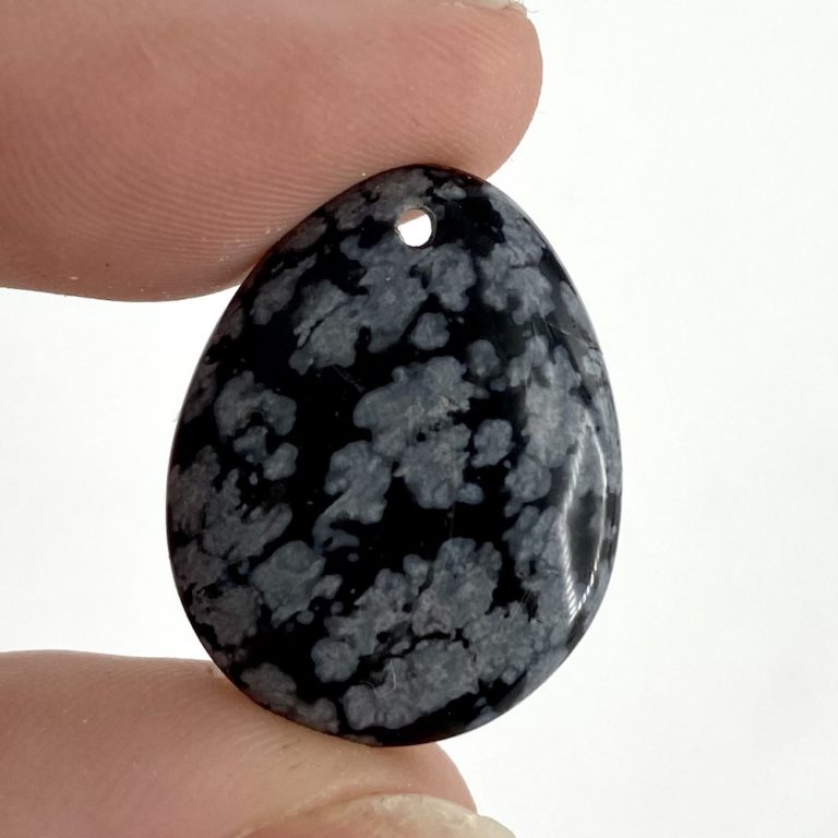 Snowflake Obsidian Mixed Shape Top Drilled Cabochons Approx 15 - 25mm with 0.8mm Drill Hole 3 Piece Pack - Image 6