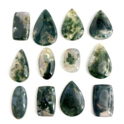 Moss Agate Mixed Shape Cabochons Approx 25 - 35mm 2 Piece Pack