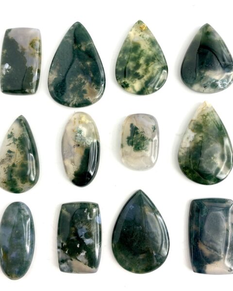 Moss Agate Mixed Shape Cabochons Approx 25 - 35mm 2 Piece Pack