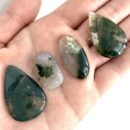 Moss Agate Mixed Shape Cabochons Approx 25 - 35mm 2 Piece Pack on Hand