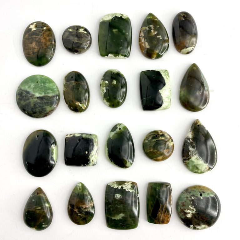 Chrome Chalcedony Mixed Shape Top Drilled Cabochons Approx 20 - 25mm with 0.8mm Drill Hole 5 Piece Pack