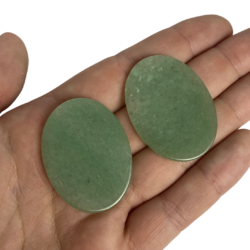 Green Aventurine Flat Oval Approx 40 x 30 x 2mm 2 Piece Pack