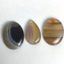 Botswana Agate Mixed Size & Shape Top Drilled Cabochons Approx 25 - 30mm with 0.8mm Drill Hole 3 Piece Pack