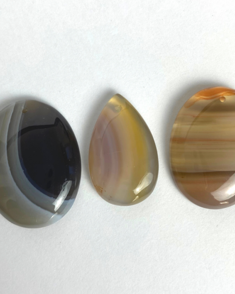 Botswana Agate Mixed Size & Shape Top Drilled Cabochons Approx 25 - 30mm with 0.8mm Drill Hole 3 Piece Pack