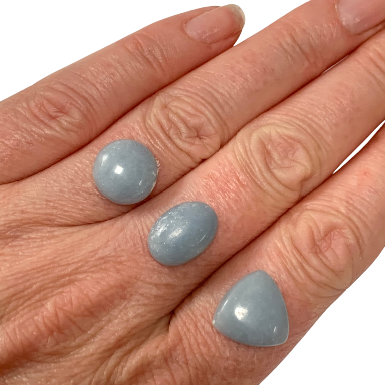 Angelite Ring Sized Mixed Shape Cabochons Approx 10 - 15mm 3 Piece Pack