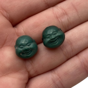 15 x 12mm Green Alxa Agate Bead - Buddha Head with 2mm Drill Hole 1pc