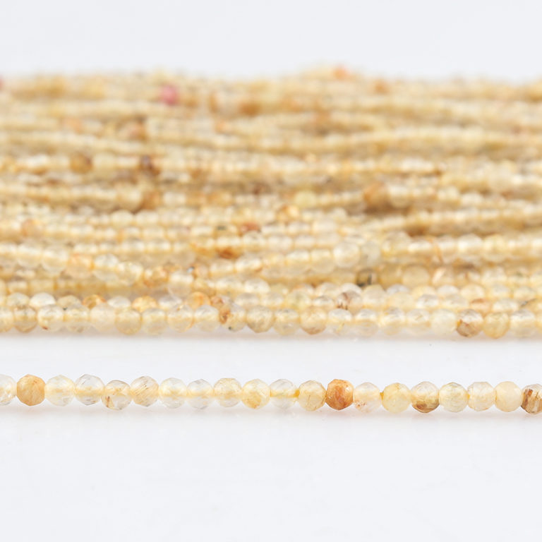 Golden Rutile Quartz Micro Faceted Rounds Beads Approx 2mm 32cm Strand - Image 4