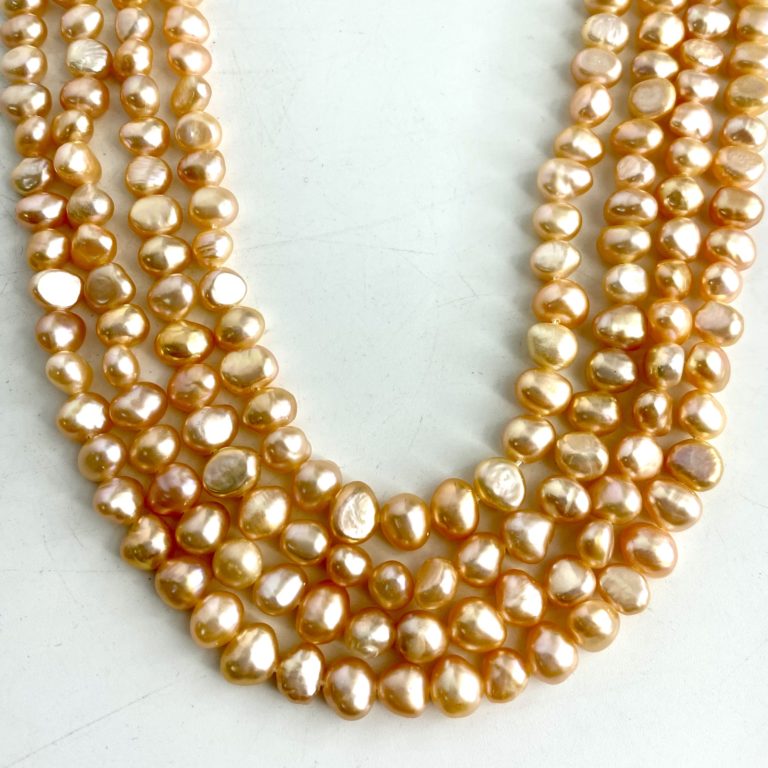 Freshwater Cultured Peach Pearl Nuggets Approx 6 - 7mm 36cm String - Image 3