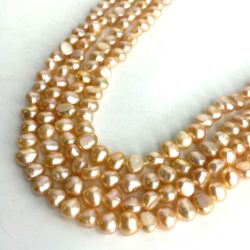 Fresh Water Cultured Peach Pearl Nuggets Approx 6 - 7mm 36cm String