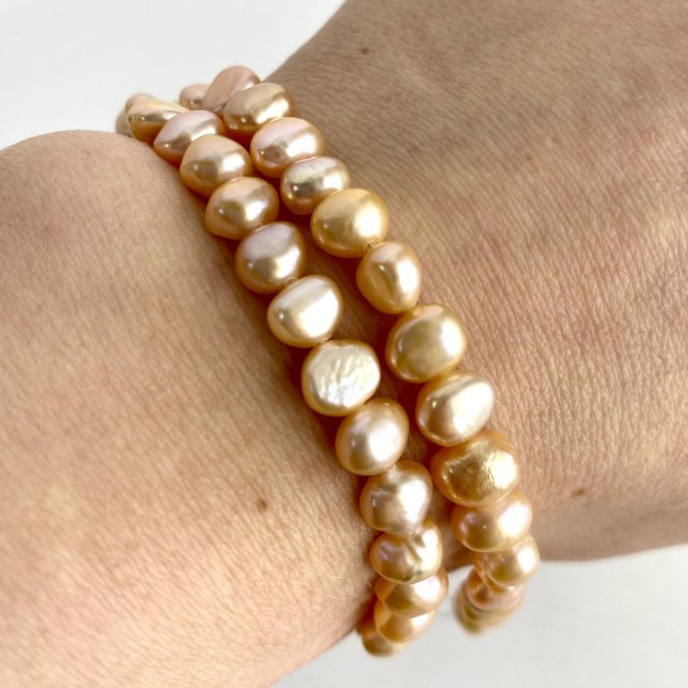 Freshwater Cultured Peach Pearl Nuggets Approx 6 - 7mm 36cm String - Image 2