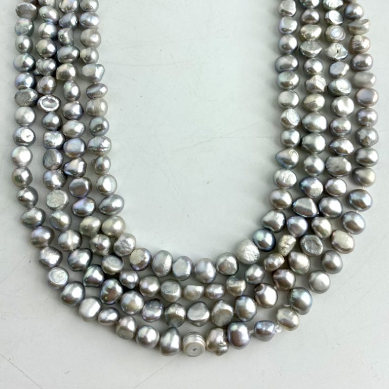 Freshwater Cultured Silver (Dyed) Pearl Nuggets SECONDS Approx 6 - 7mm 36cm String - Image 5