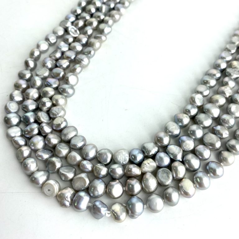 Freshwater Cultured Silver (Dyed) Pearl Nuggets SECONDS Approx 6 - 7mm 36cm String - Image 2