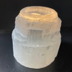 Selenite Rough Tealight Candle Holder Approx 8cm