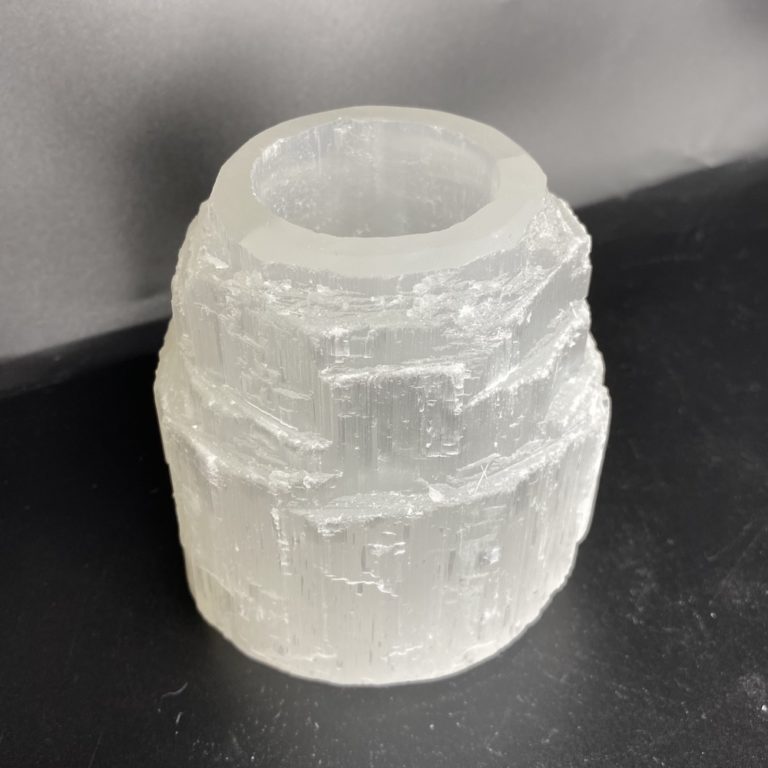 Selenite Rough Tealight Candle Holder Approx 8cm - Image 3