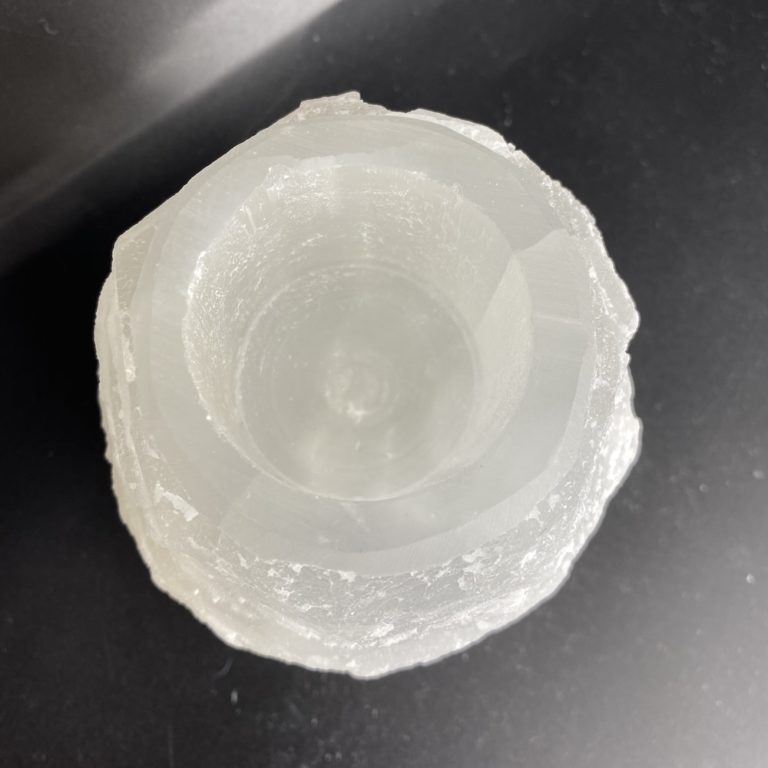 Selenite Rough Tealight Candle Holder Approx 8cm - Image 4