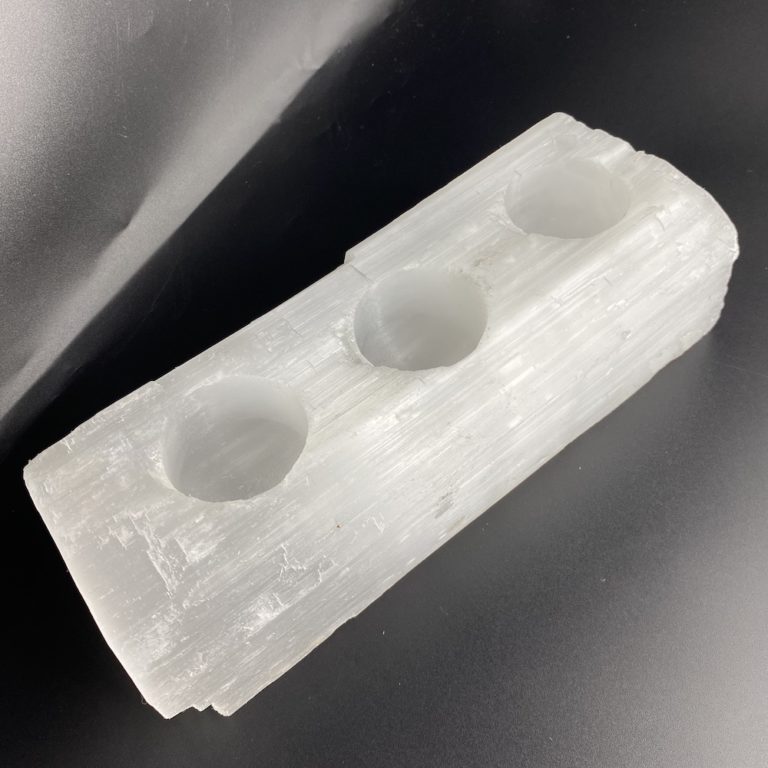 Selenite Rough Trio Tealight Candle Holder Approx 20 x 10cm - Image 4