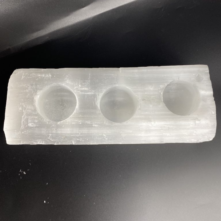 Selenite Rough Trio Tealight Candle Holder Approx 20 x 10cm - Image 5