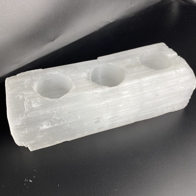 Selenite Rough Trio Tealight Candle Holder Approx 20 x 10cm - Image 2