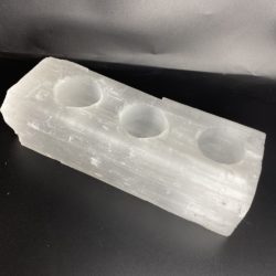 Selenite Rough Trio Tealight Candle Holder Approx 20 x 10cm