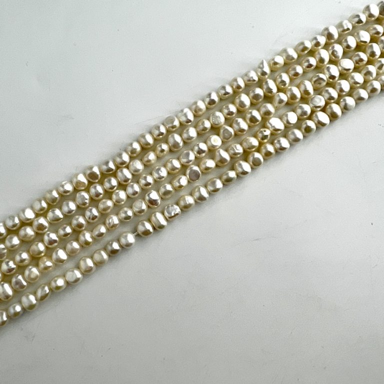 Freshwater Cultured White Pearl Nuggets Approx 4 - 5mm 36cm String - Image 2